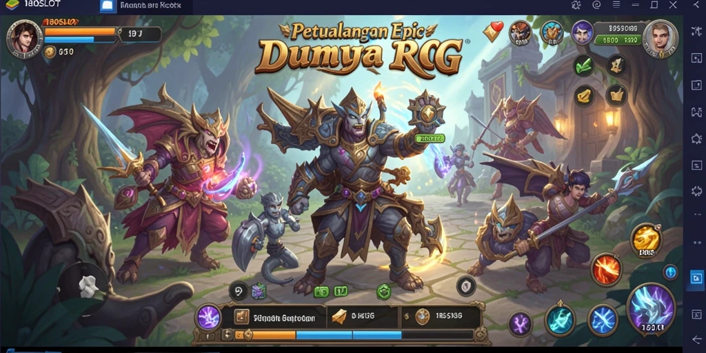 Screenshot dari gameplay RPG 180SLOT dengan karakter berpetualang.