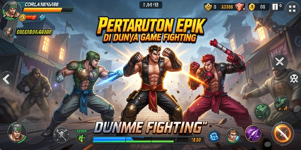 Tampilan utama gameplay CORLA188 dengan pertarungan yang intens.