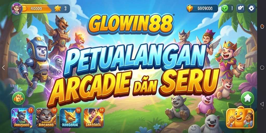 Screenshot gameplay GLOWIN88 menampilkan aksi seru dalam level arcade.