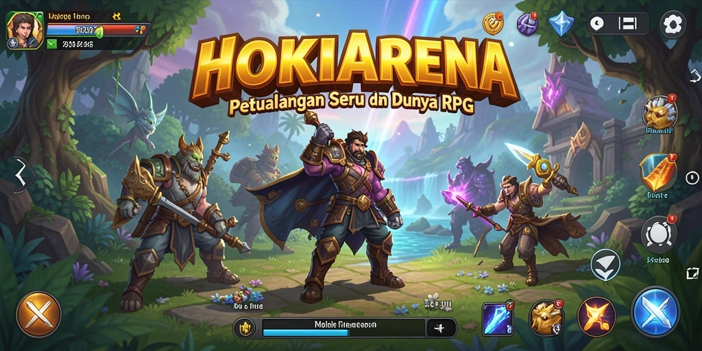 Screenshot menampilkan aksi seru dalam permainan HOKIARENA dengan karakter melakukan serangan.