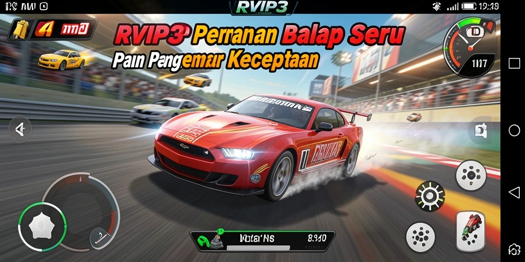 Tampilan balapan mendebarkan dalam gameplay RVIP3.