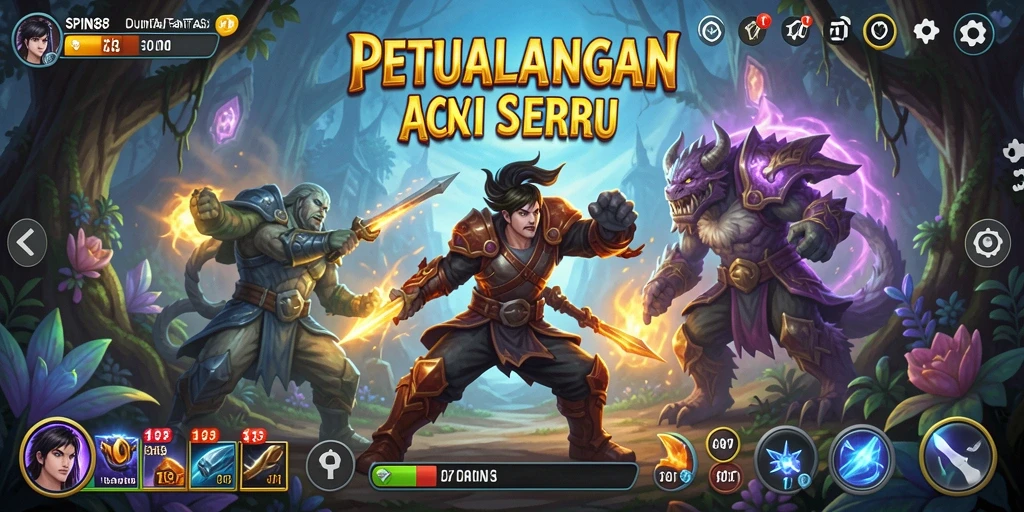 Screenshot gameplay SPIN88 menampilkan pertarungan aksi yang seru.